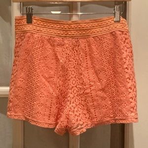 Cato girls coral laced shorts size L 14/16